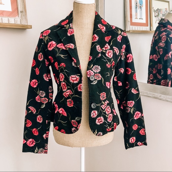 Paparazzi New Rare Rose Floral Embroidered Blazer - Picture 1 of 14